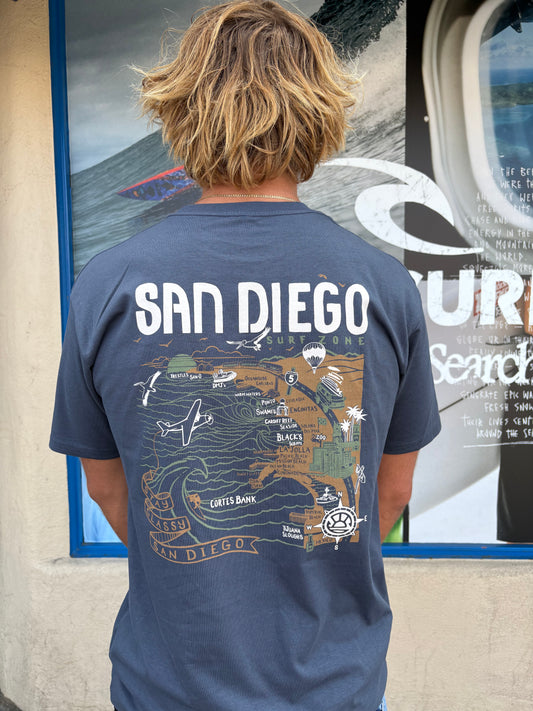 South Coast Mens SD Map Tee Blue