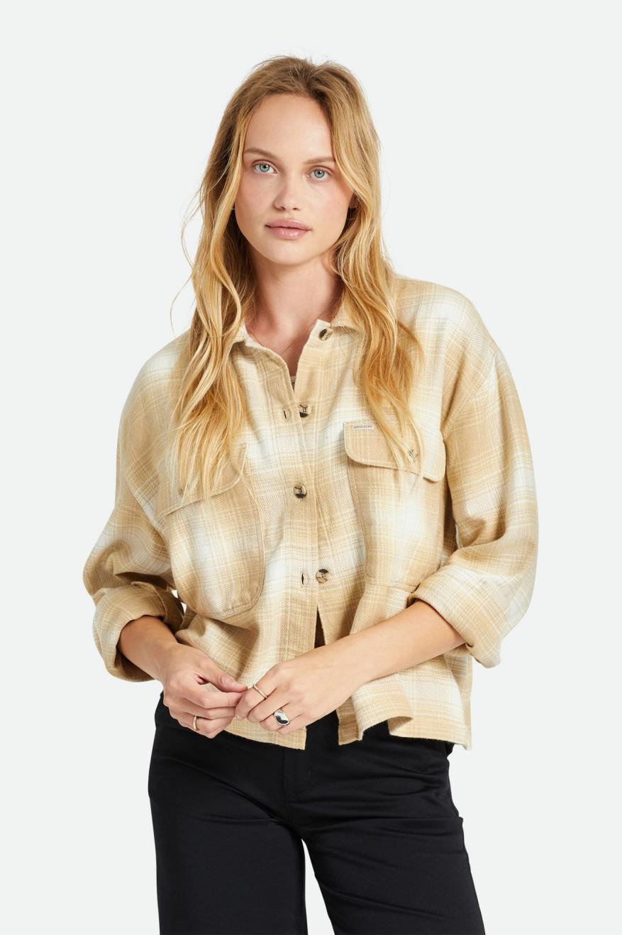 Bowery Women's L/S Flannel - Sesame/Off White