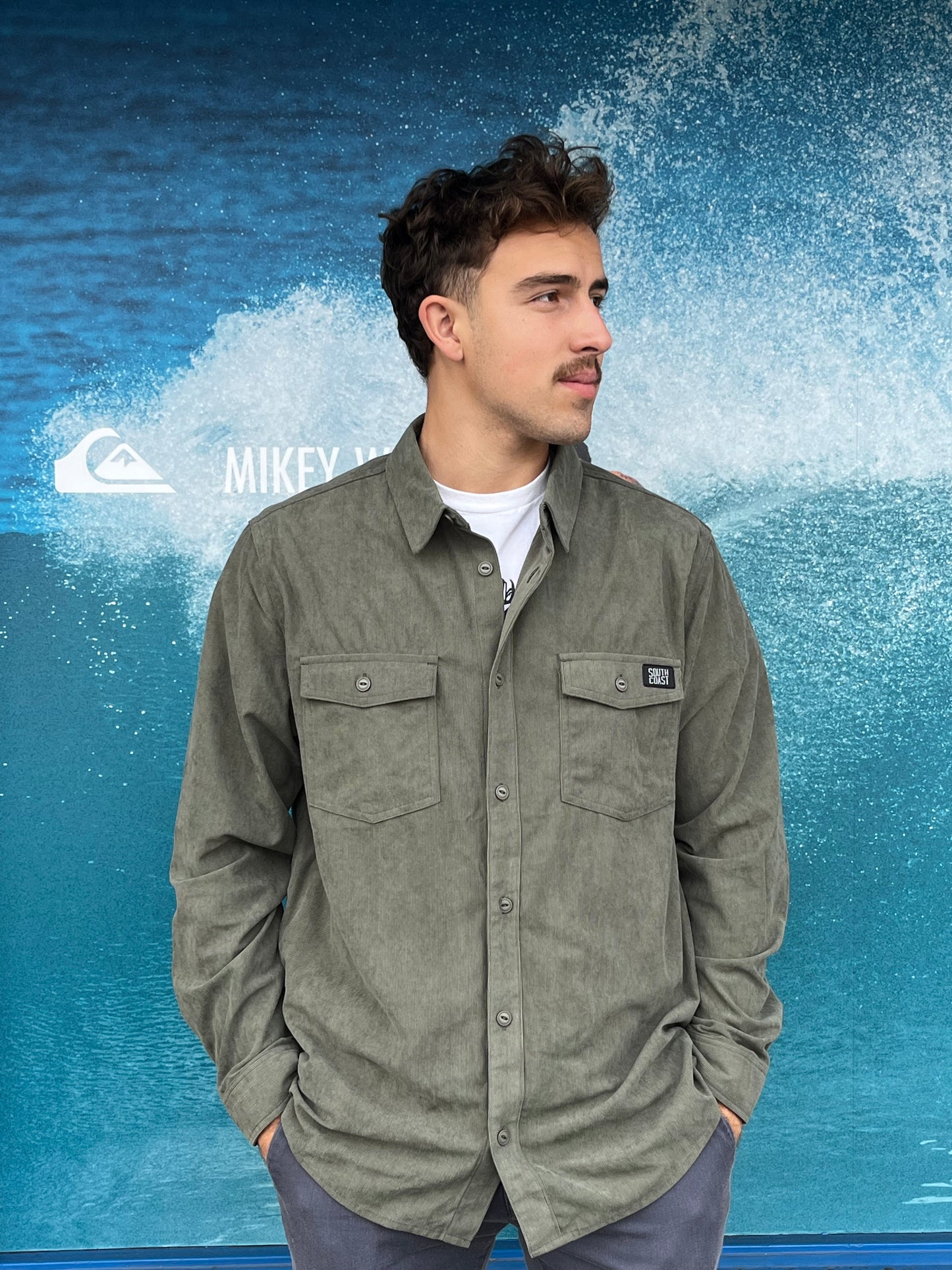 South Coast Tazi Cord Button Up Olive
