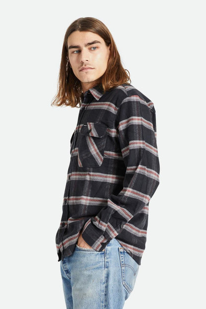 Bowery Stretch Water Resistant L/S Flannel - Black/Charcoal/Barn Red