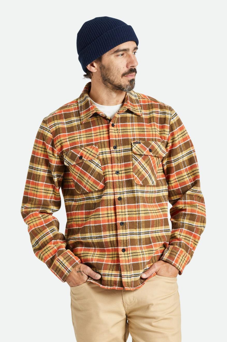 Bowery Heavyweight L/S Flannel - Desert Palm/Antelope/Burnt Red