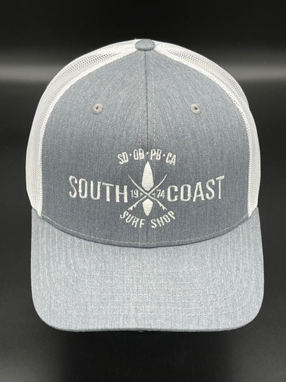 South Coast Adult Cross Logo Trucker Hat Smoke-White