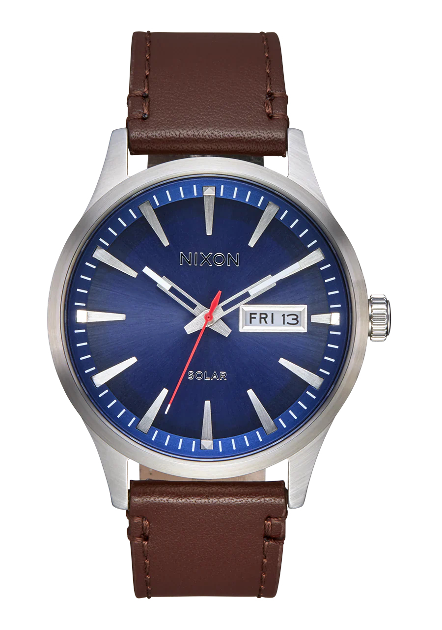 Nixon Sentry Leather Solar Watch