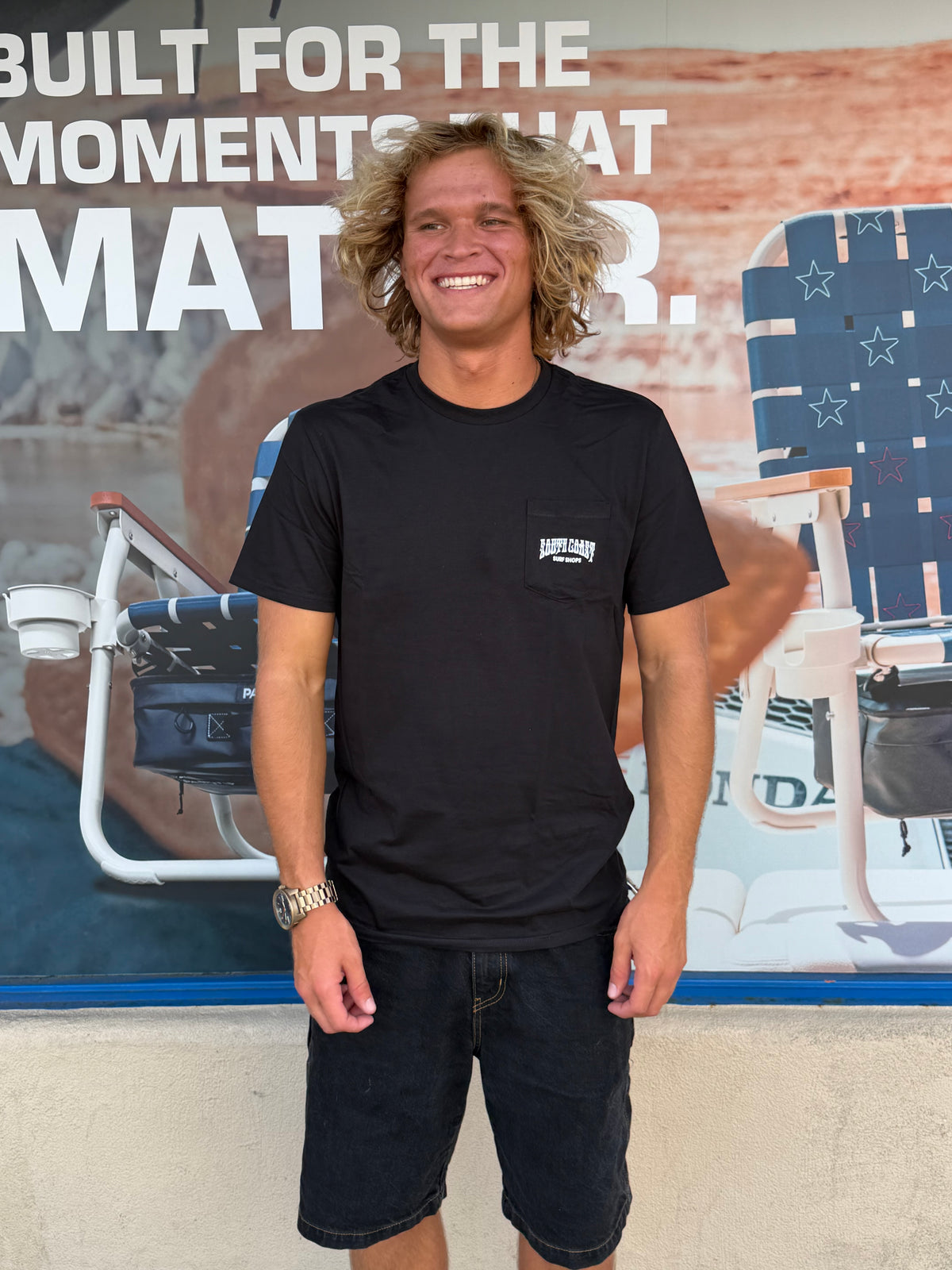 South Coast Mens Drip Pocket Tee Black