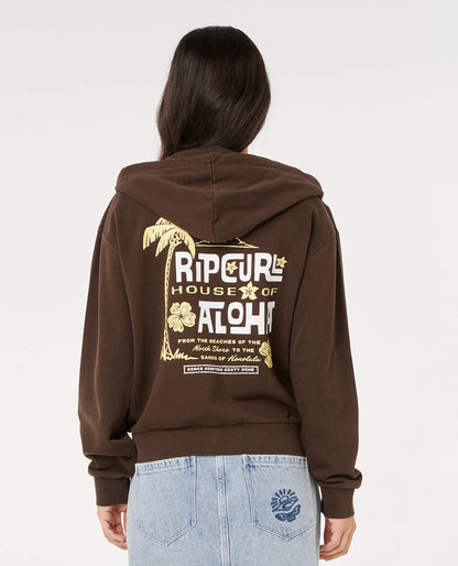 Rip Curl Women's Aloha State Relaxed Zip Through Hoodie Brown