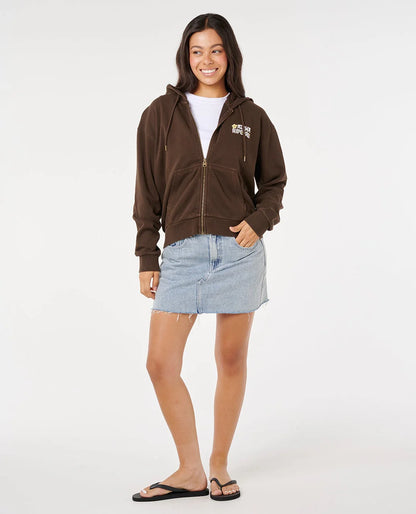 Rip Curl Women's Aloha State Relaxed Zip Through Hoodie Brown