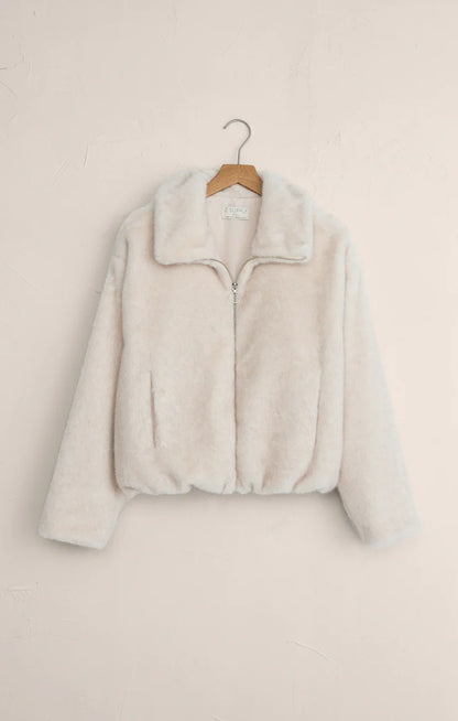 Z Supply Amethyst Faux Fur Jacket Crystal