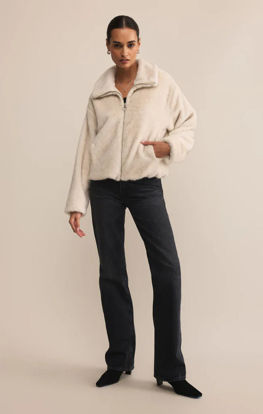 Z Supply Amethyst Faux Fur Jacket Crystal