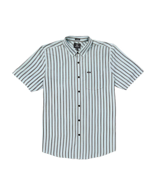 Volcom Men's ArvoStripe Woven Short Sleeve Shirt Road Sky