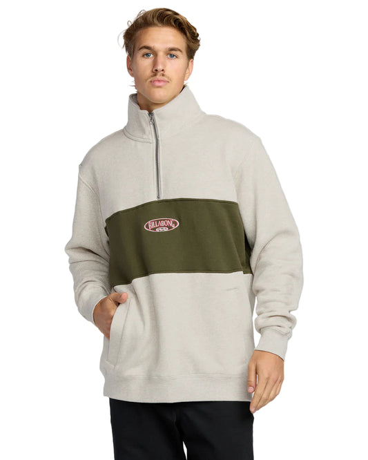 Billabong Bad Dog 3/4 Zip Mockneck Sweatshirt Sand Heather