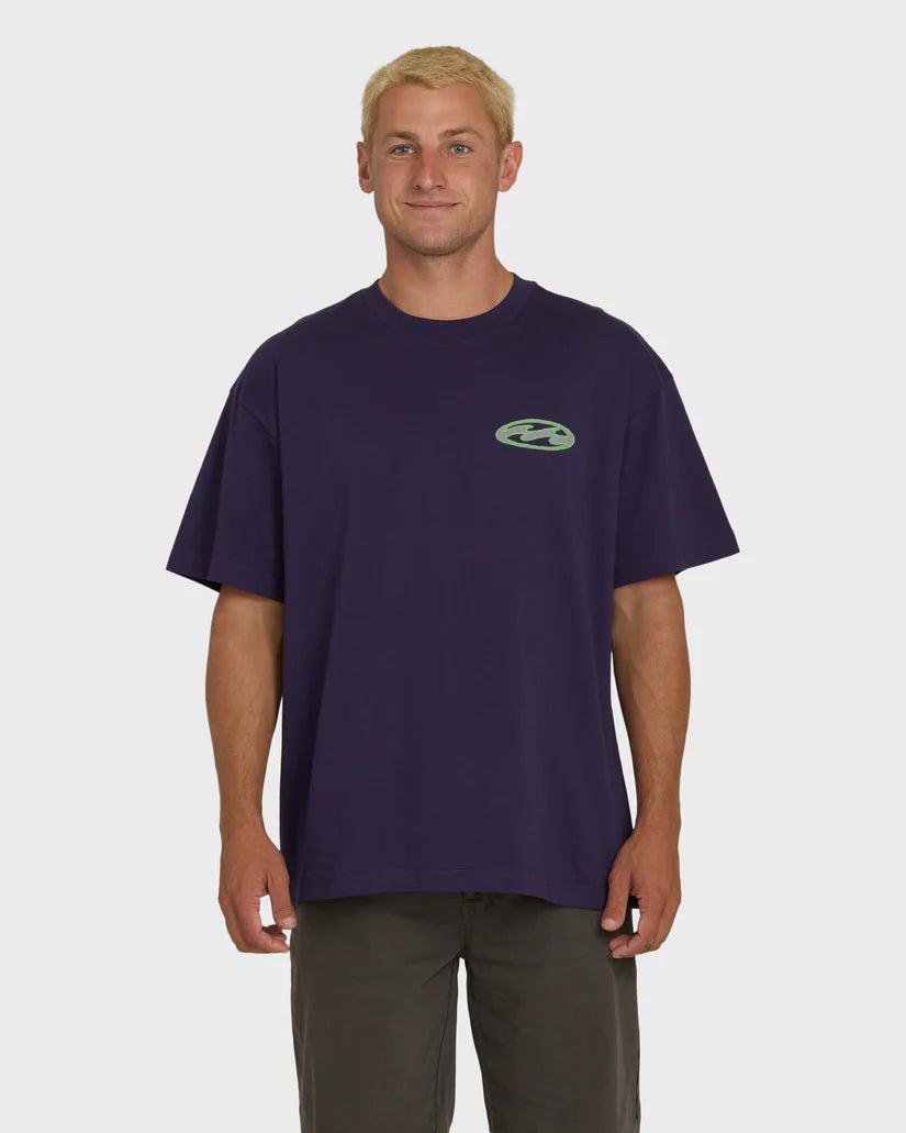 Billabong Men's Bad Dog Tonedawg OG Short Sleeve Knit Tee Purple Velvet