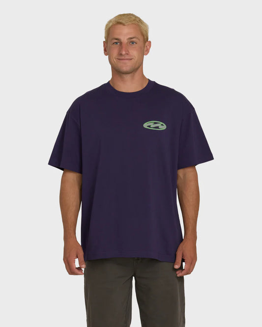 Billabong Men's Bad Dog Tonedawg OG Short Sleeve Knit Tee Purple Velvet
