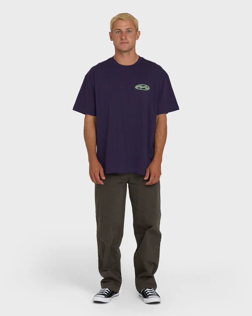 Billabong Men's Bad Dog Tonedawg OG Short Sleeve Knit Tee Purple Velvet