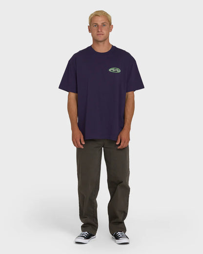 Billabong Men's Bad Dog Tonedawg OG Short Sleeve Knit Tee Purple Velvet