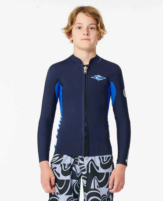 Rip Curl Boy's Dawn Patrol Long Sleeve 1.5mm Front Zip Wetsuit Jacket Navy