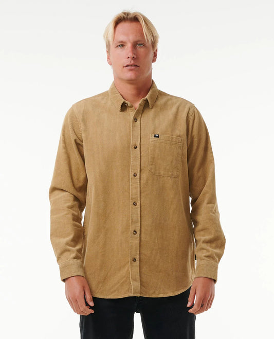 Rip Curl Men's Classic Surf Cord Long Sleeve Shirt Dark Khaki