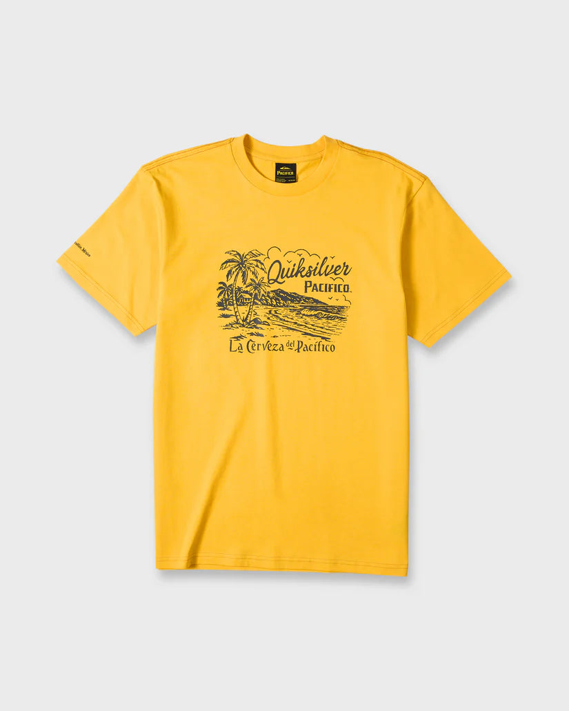 Quiksilver Pacifico Coastal Paradise Short Sleeve Knit Tee Sunshine Yellow