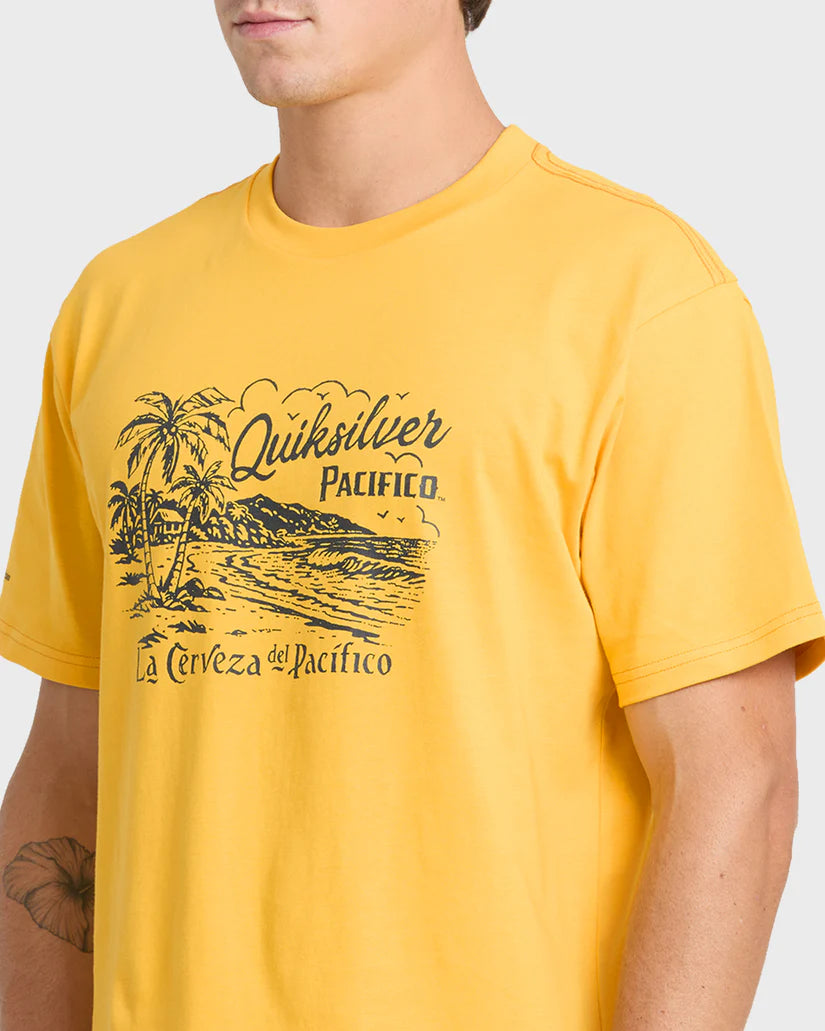 Quiksilver Pacifico Coastal Paradise Short Sleeve Knit Tee Sunshine Yellow