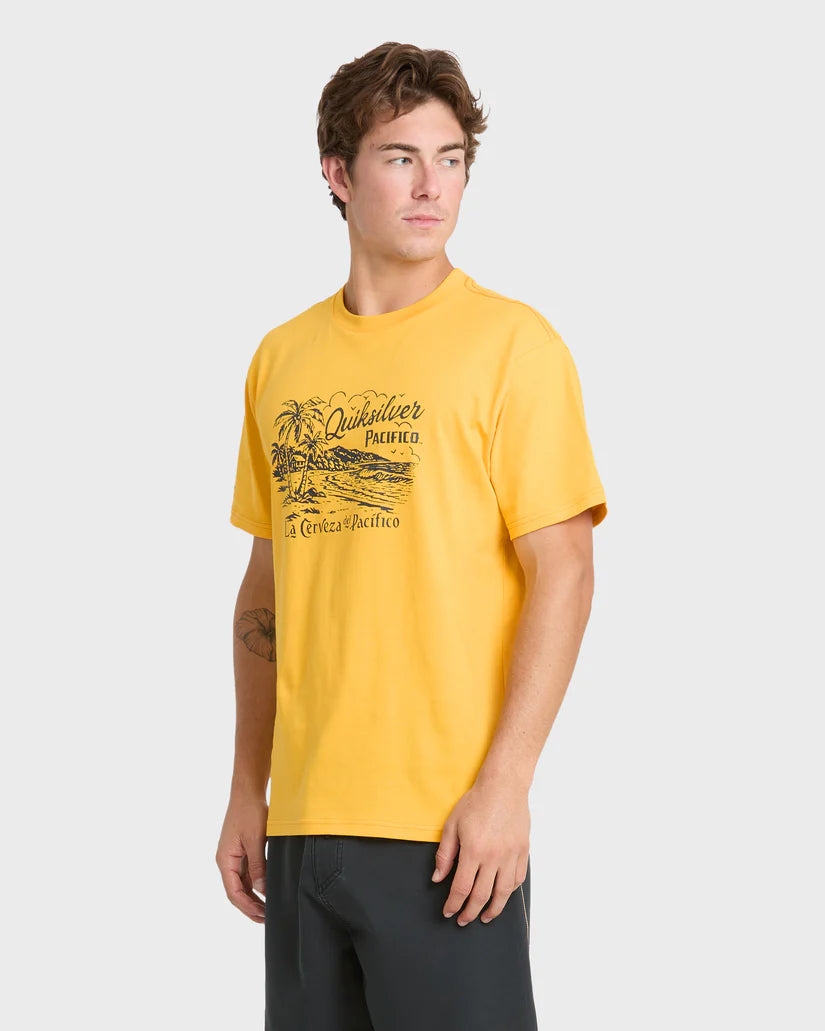Quiksilver Pacifico Coastal Paradise Short Sleeve Knit Tee Sunshine Yellow