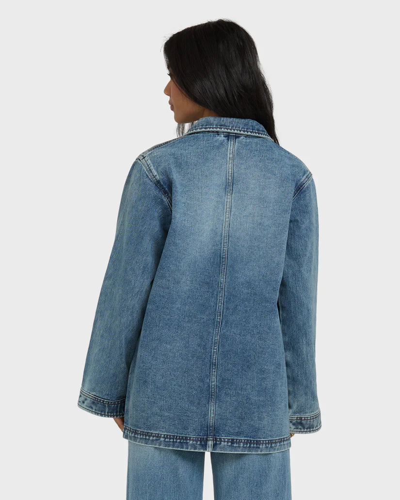 Billabong Women's Denim Chore Coat Atlantic Deep