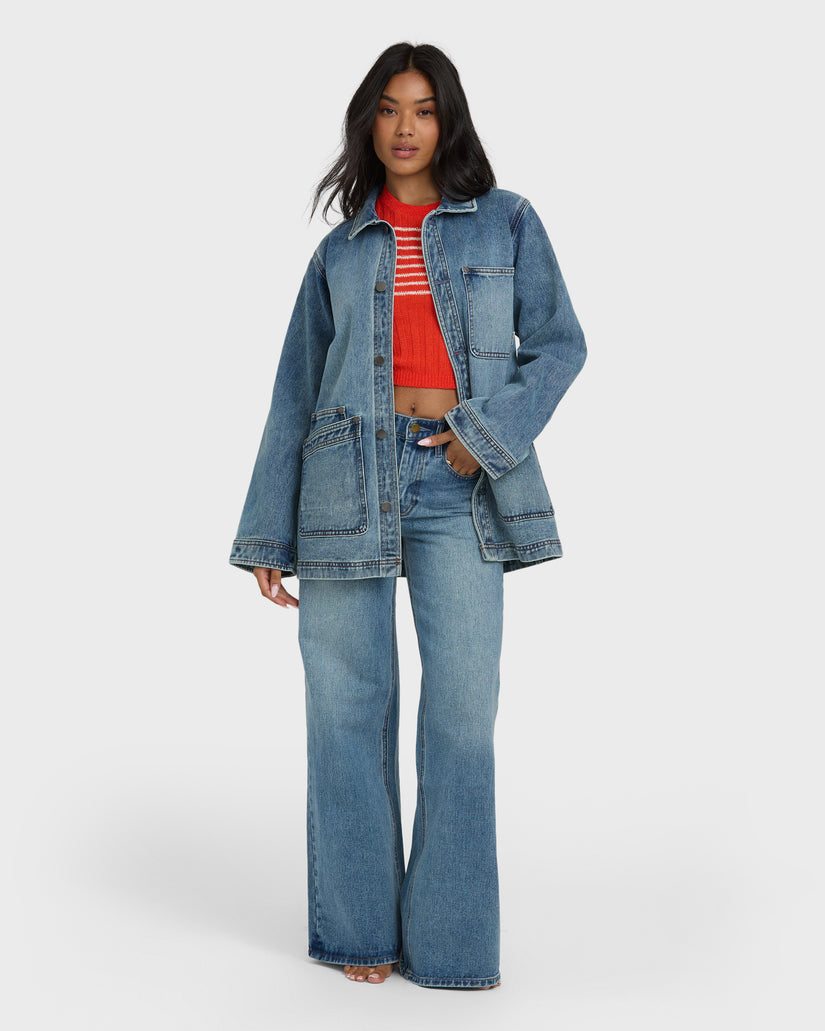 Billabong Women's Denim Chore Coat Atlantic Deep