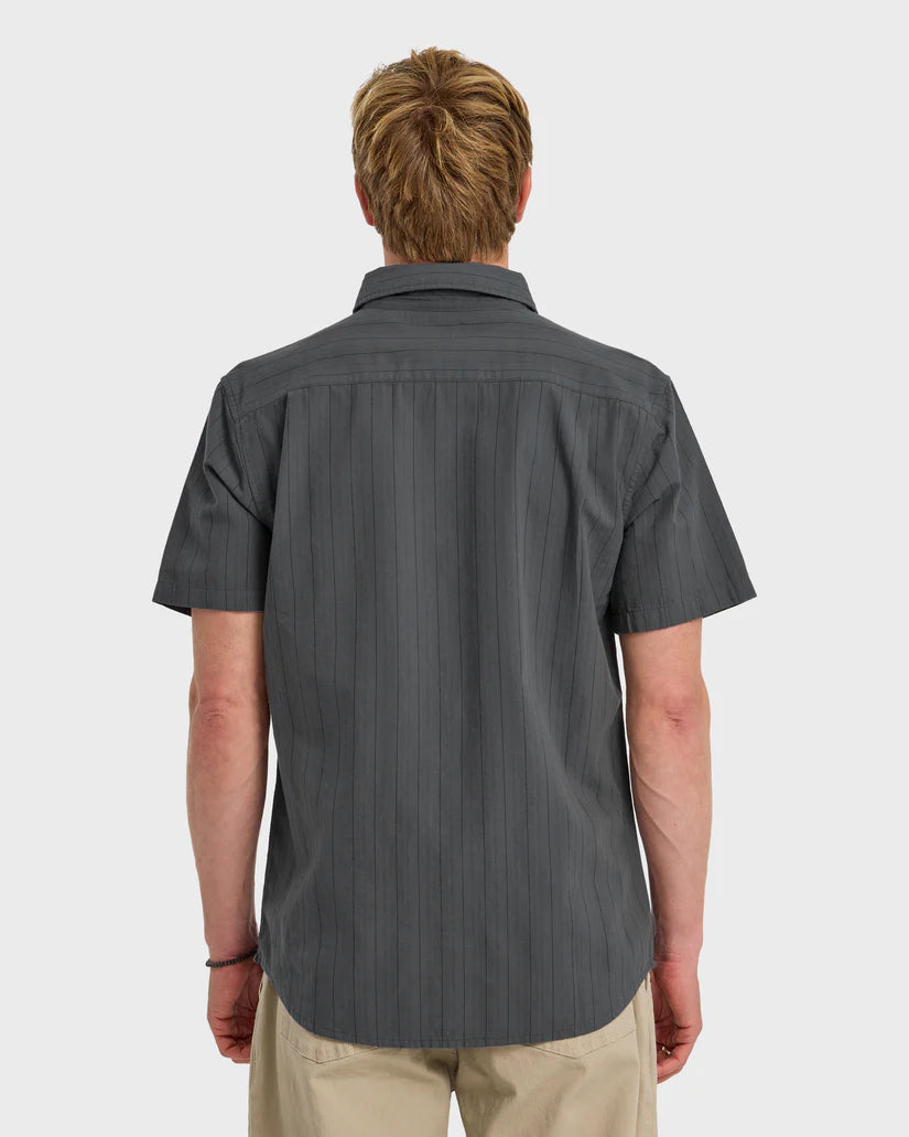 Quiksilver Dobby Stripe Classic Short Sleeve Shirt Iron Gate