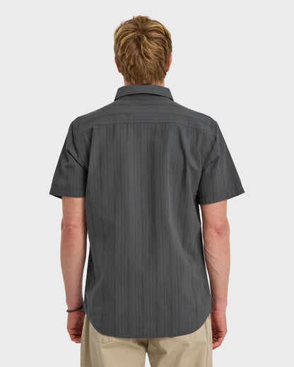Quiksilver Dobby Stripe Classic Short Sleeve Shirt Iron Gate