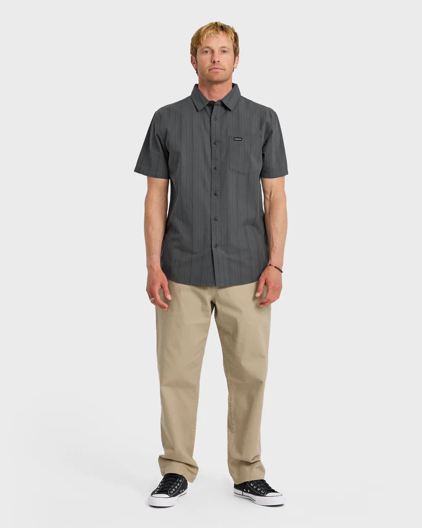 Quiksilver Dobby Stripe Classic Short Sleeve Shirt Iron Gate