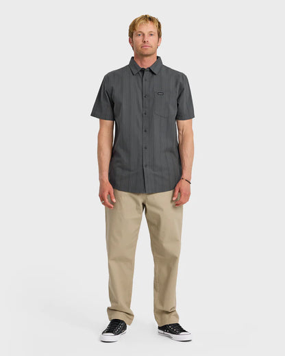 Quiksilver Dobby Stripe Classic Short Sleeve Shirt Iron Gate