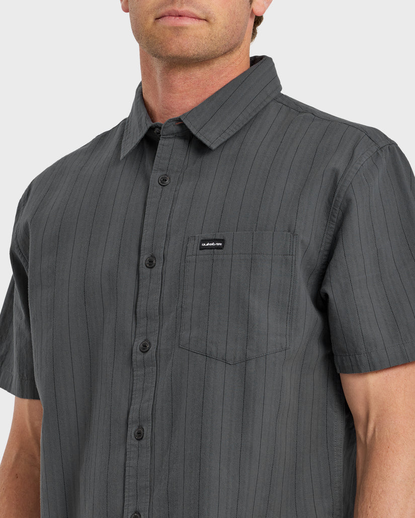 Quiksilver Dobby Stripe Classic Short Sleeve Shirt Iron Gate