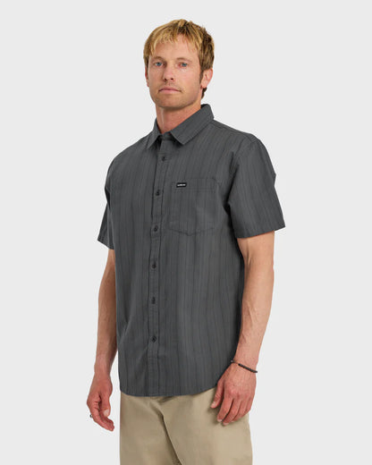 Quiksilver Dobby Stripe Classic Short Sleeve Shirt Iron Gate