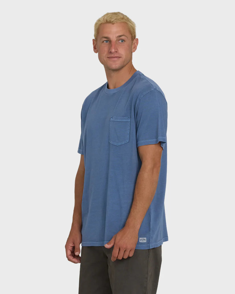 Billabong Men's Essential Wave Washed Premium Short Sleeve Pocket Tee Blue Horizon