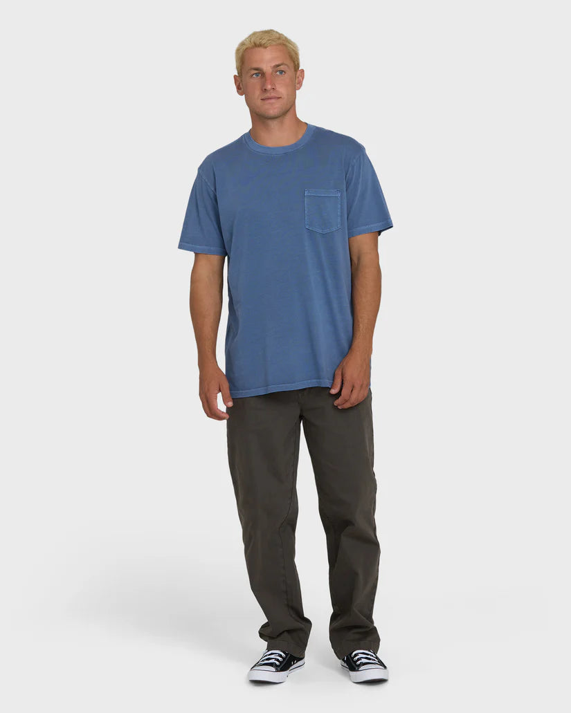 Billabong Men's Essential Wave Washed Premium Short Sleeve Pocket Tee Blue Horizon
