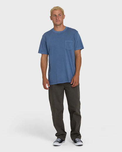 Billabong Men's Essential Wave Washed Premium Short Sleeve Pocket Tee Blue Horizon