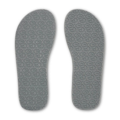 Cobian Foamie Black Flip Flops gray rubber outsoles with repeating Cobian logo traction pattern