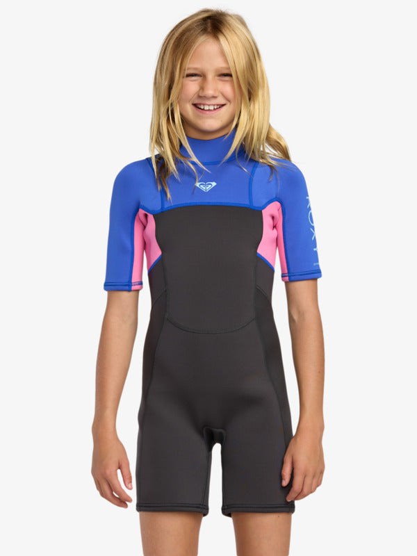 Roxy Girl's 2/2mm Prologue+ Short Sleeve Back Zip Springsuit Cobalt