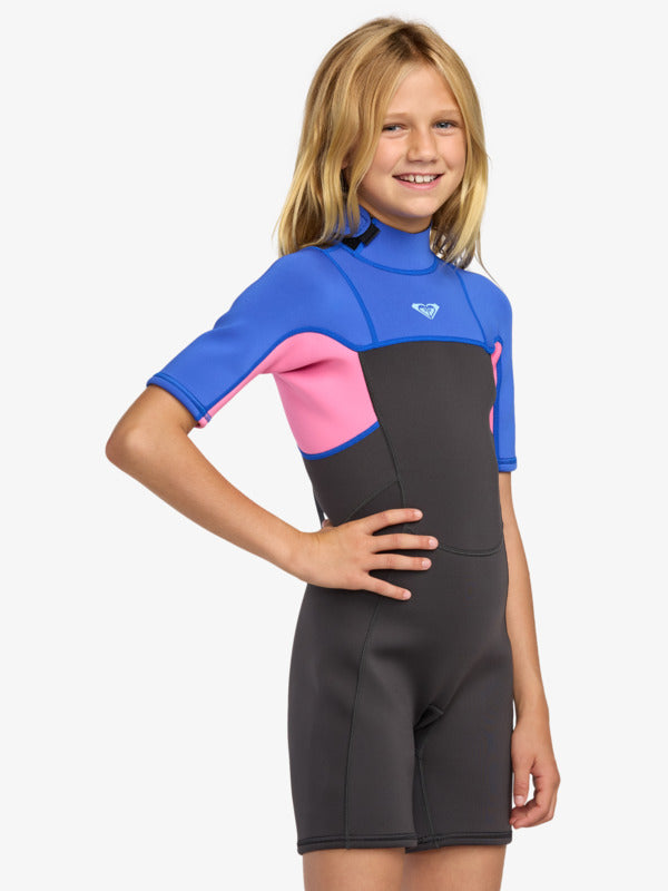Roxy Girl's 2/2mm Prologue+ Short Sleeve Back Zip Springsuit Cobalt