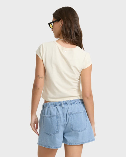 Billabong Women's Jade Saltwashed Denim Shorts Sea Blue