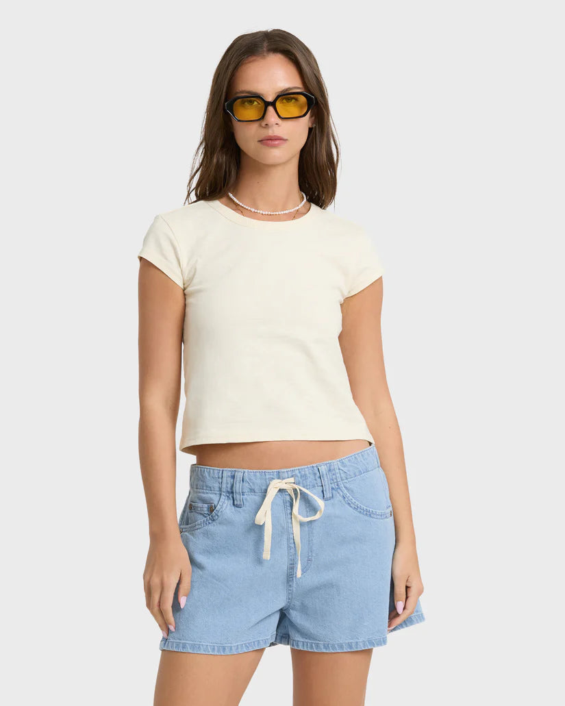 Billabong Women's Jade Saltwashed Denim Shorts Sea Blue