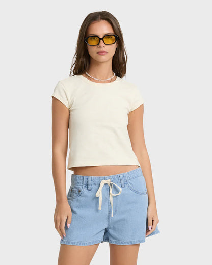 Billabong Women's Jade Saltwashed Denim Shorts Sea Blue