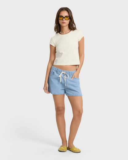 Billabong Women's Jade Saltwashed Denim Shorts Sea Blue