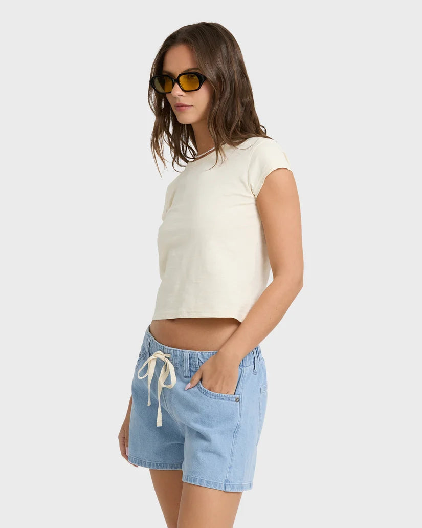 Billabong Women's Jade Saltwashed Denim Shorts Sea Blue