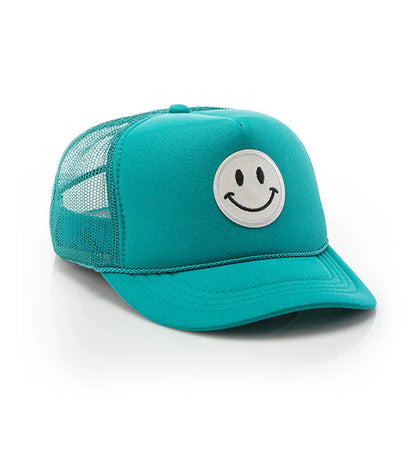 Local Beach Kids Glitter Smiley Face Hat Jade
