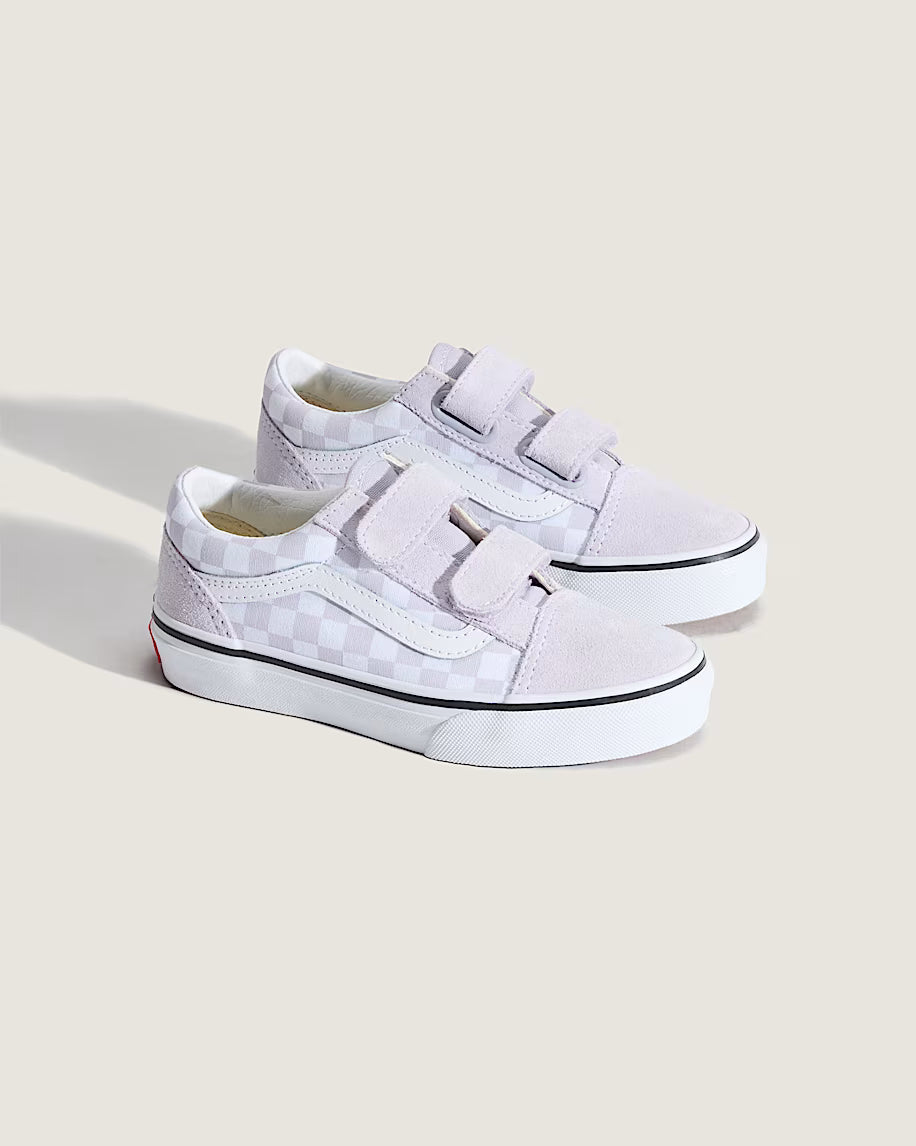 Vans Little Kids Old Skool V Checkerboard Lilac Mist Purple Shoe