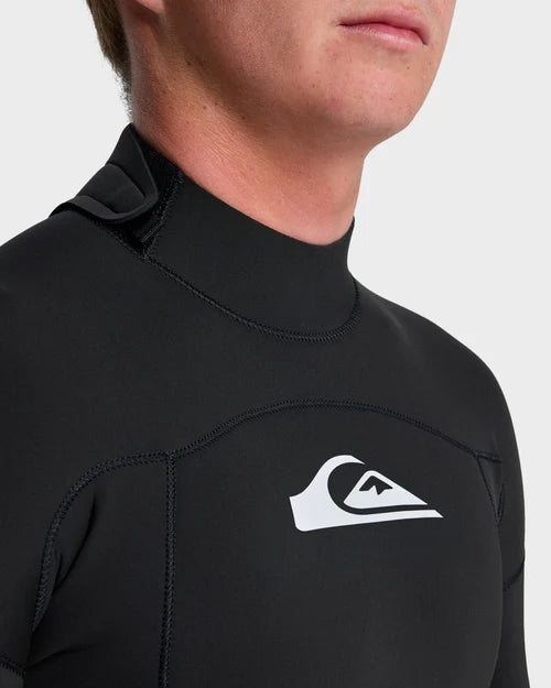 Quiksilver Prologue 3/2mm Back Zip Wetsuit Black – Chest Logo and Collar Detail