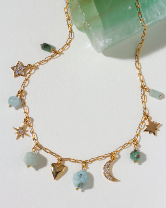 Blue Skies Gemstone Charm Necklace