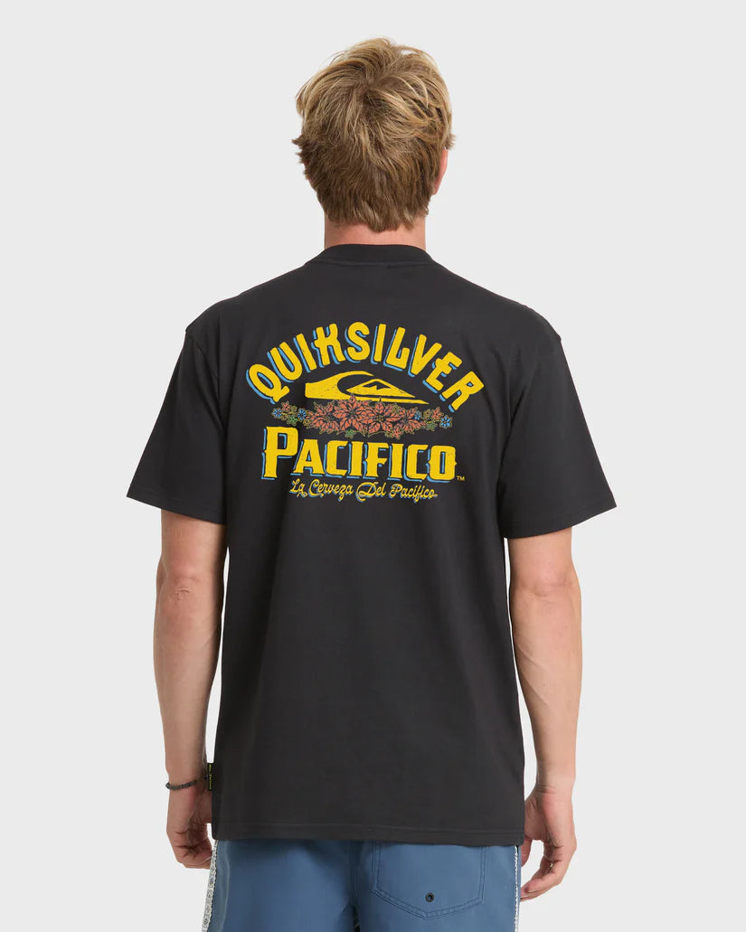 Quiksilver Men's Pacifico Signage Short Sleeve Knit Tee Black