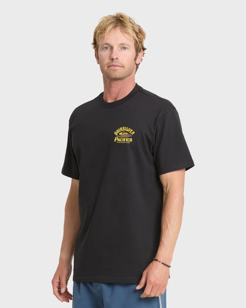 Quiksilver Men's Pacifico Signage Short Sleeve Knit Tee Black