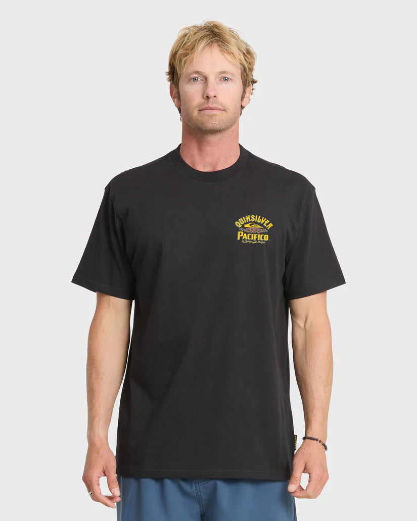 Quiksilver Men's Pacifico Signage Short Sleeve Knit Tee Black