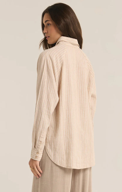 Z Supply Perfect Linen Stripe Top Cream